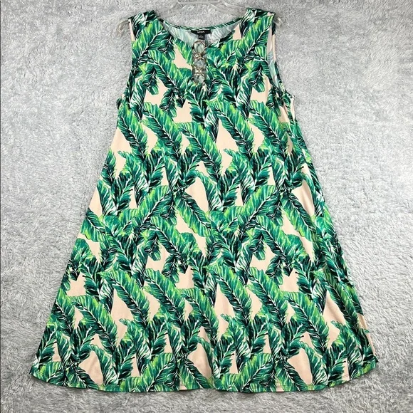 MSK Kids Casual Dress with Green Leaf Pattern MSK Kids Casual Dress with Green Leaf Pattern